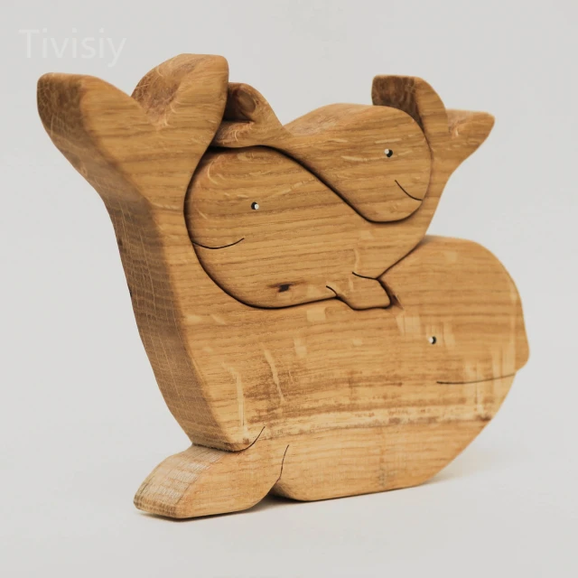Dolphin Family Handmade Wooden 3D Puzzle